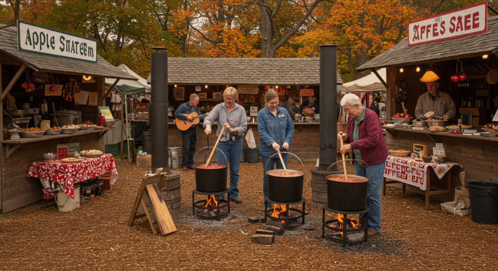 Autumn scene from The Apple Butter Festival in Berkeley Springs, a charming event featured in the Top 7 Incredible Local Folk Festivals During Autumn That Will Amaze You.