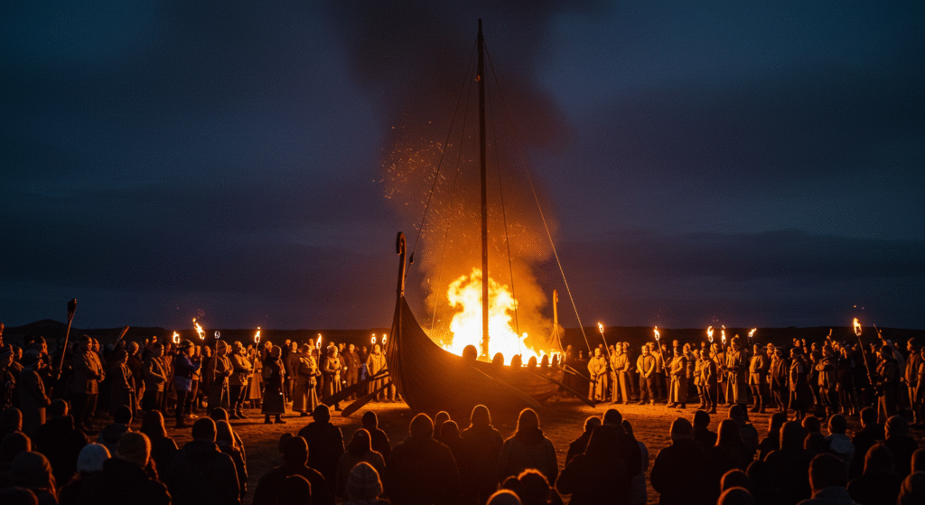 Must See 10 Hidden Local Folk Festivals: Up Helly Aa in Scotland features a fiery Viking ship burning in a torch-lit procession during a dramatic winter festival.